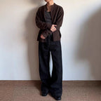 Vintage Zipper Rib Knitted Cardigan Jacket