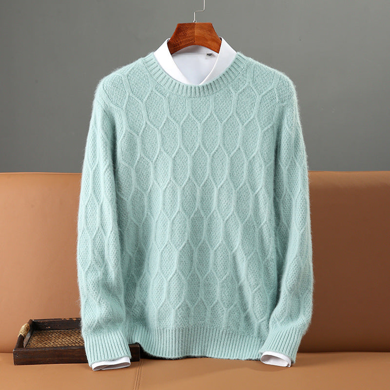 Men's Round Neck Pullover Knitted Sweater Base Cardigan
