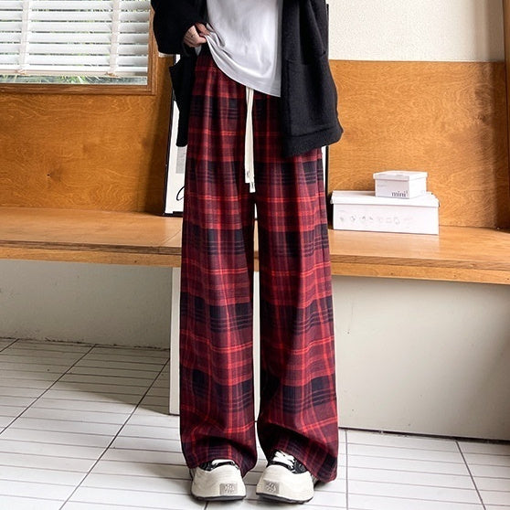 Plaid High Waist Drooping Baggy Pants