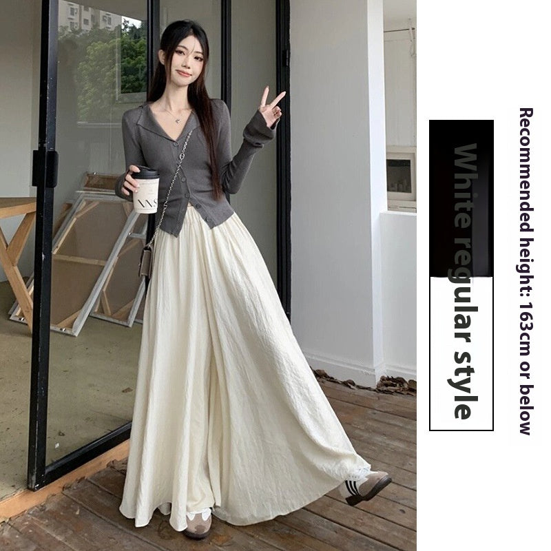 Ice Silk Leggings Skirt Women's Thin High Waist Drooping Casual Wide-leg Pants