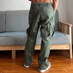 Men's Large Loose Pockets Wear-resistant Washing Paratrooper Pants