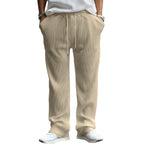 Men's Casual Loose Striped High Waist Straight Pants