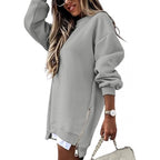 Fall Winter Fashion Stitching Side Zipper Design Pullover Sweater For Women