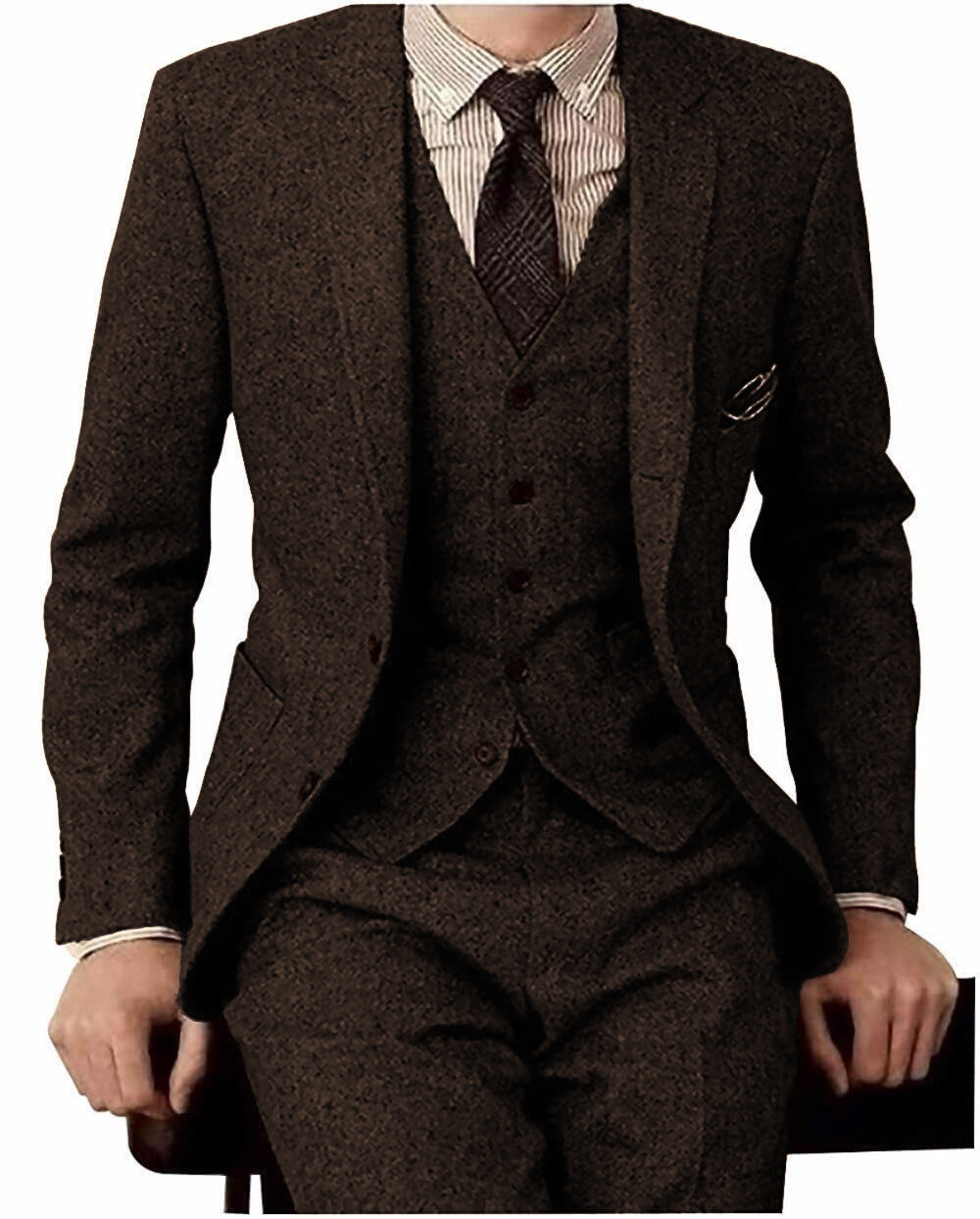 Men's Suit Three-piece Suit Fashion Woolen Suit