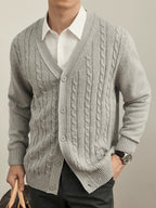 Youth Solid Color Autumn And Winter New Knitted Cardigan Long Sleeve Sweater