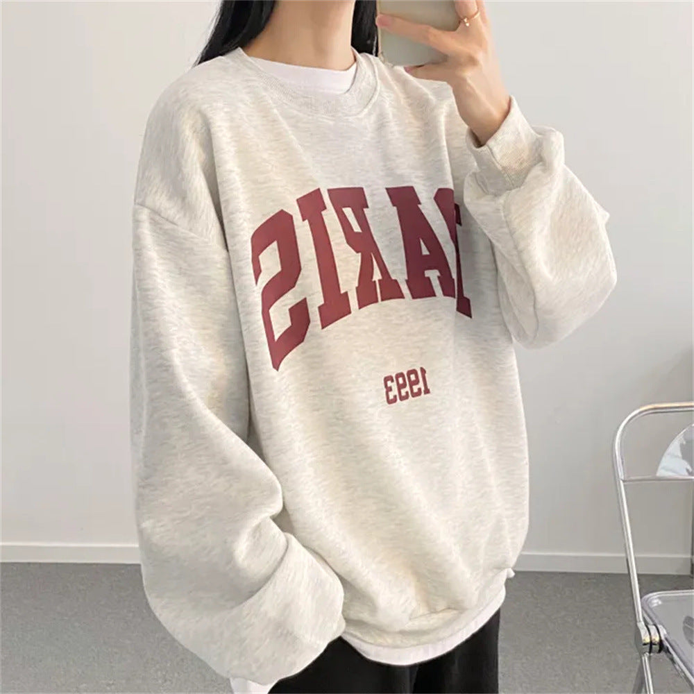 Shirt Fleece Printed Long-sleeved Letter Sweater