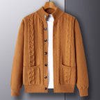 Young And Middle-aged Thick Knit Cardigan Retro Jacquard Loose-fitting Sweater Men's Sweater Coat