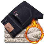 Fleece-lined Thickened Straight Loose Trousers Winter Business Lambswool Casual Pants