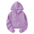 Autumn And Winter Fleece-lined Casual Short Cropped Hooded Sweatshirt