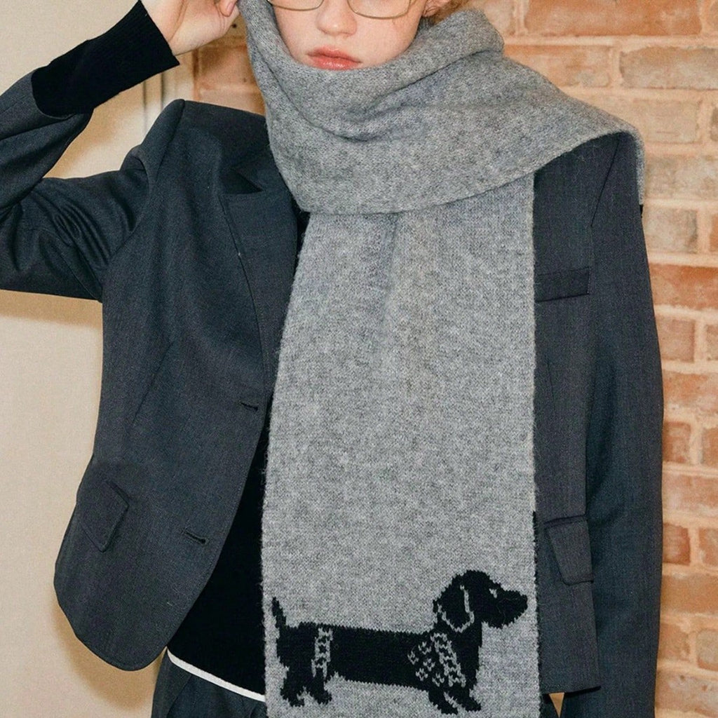 Double-sided Woven Puppy Cute Cartoon Thermal Scarf