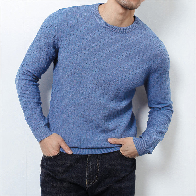 Jacquard Woven Round Neck Sweater Men's Pullover Sweater