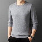 Core-spun Yarn Round Neck Semi-high Collar Knitted Sweater
