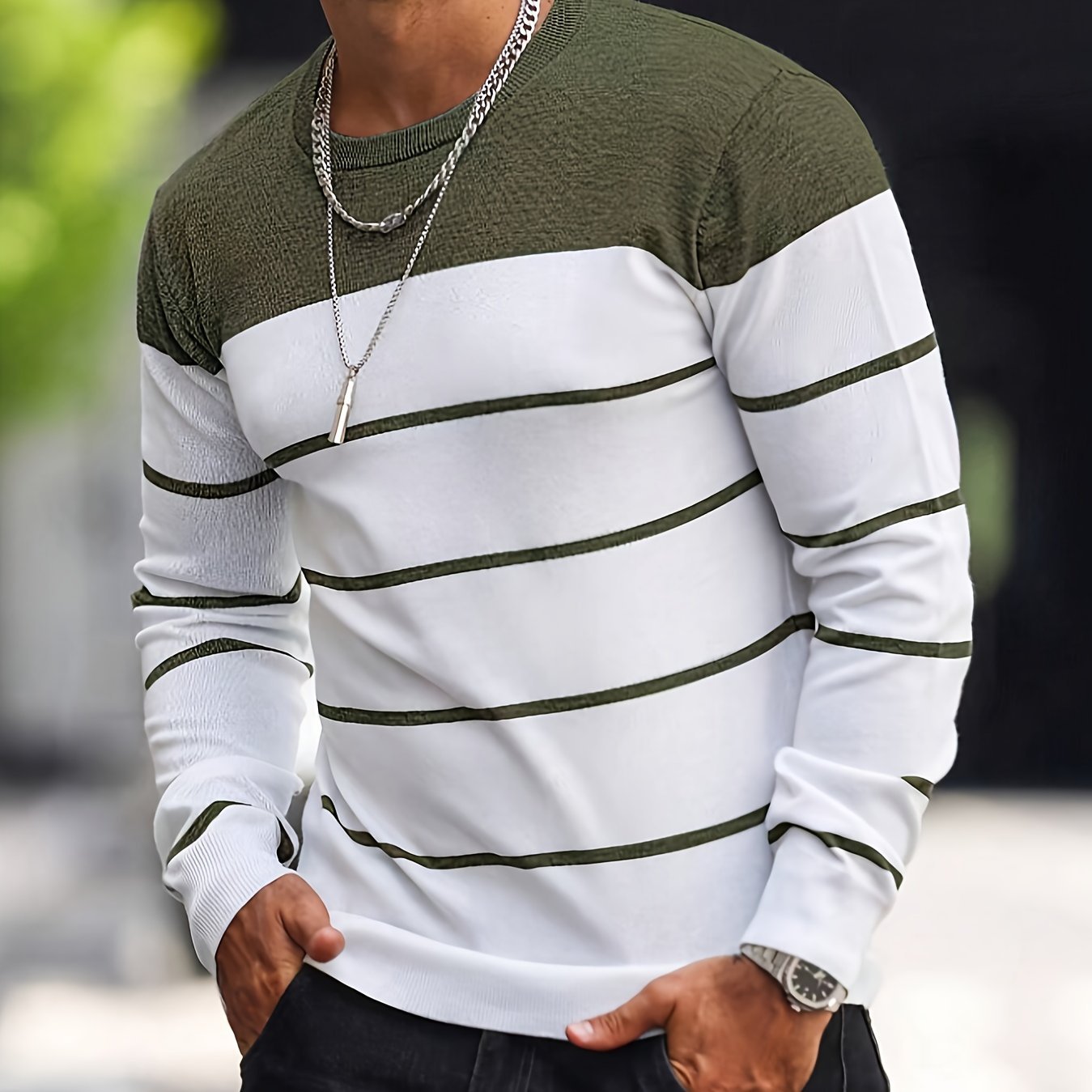 Men's Knitted Fashion Crew Casual Sweatshirt