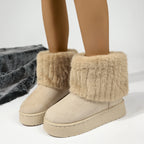 Autumn And Winter Leisure Thick-soled Round Toe Furry Trousers Boots