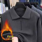 Men's Lapel Zipper Sweater Thickened Middle-aged Leisure