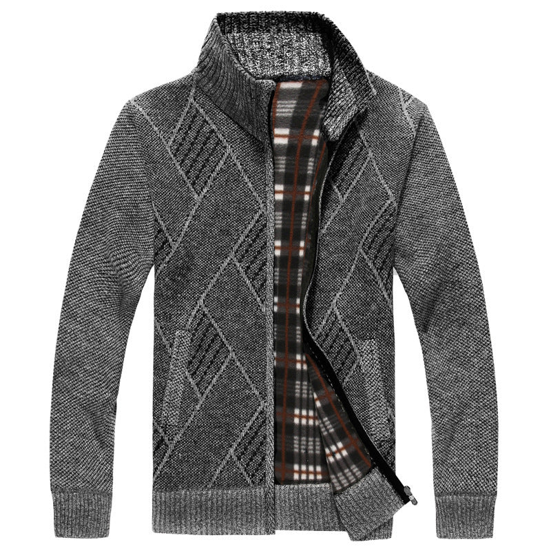 Fashion Men's Sweater Stand Collar Zipper Cardigan Outerwear