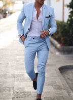 Men's Suit Solid Color Two-piece Suit