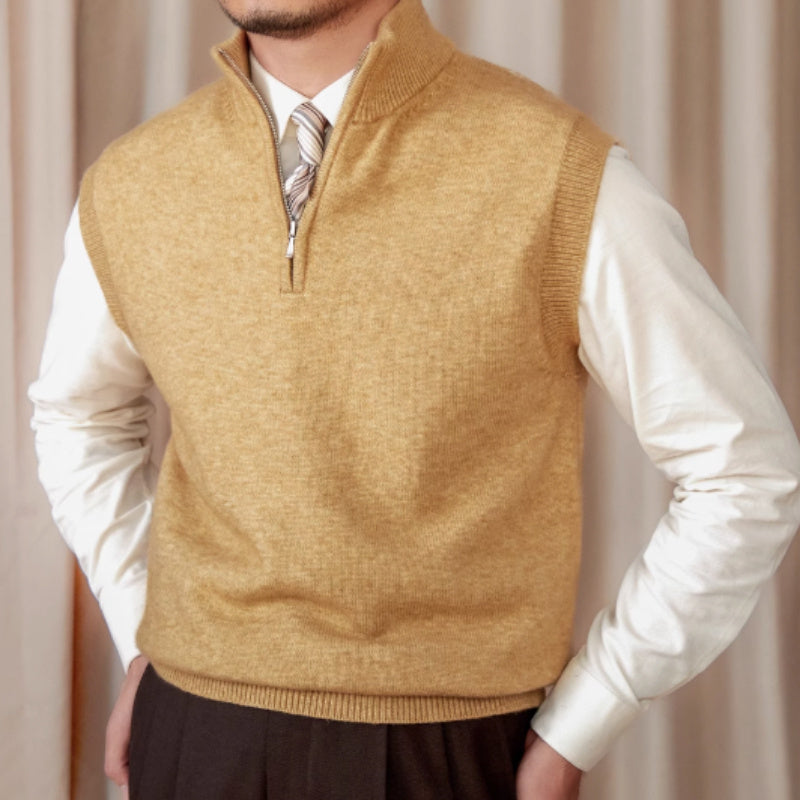 Vintage Stand Collar Vest British Slim-fitting Sleeveless