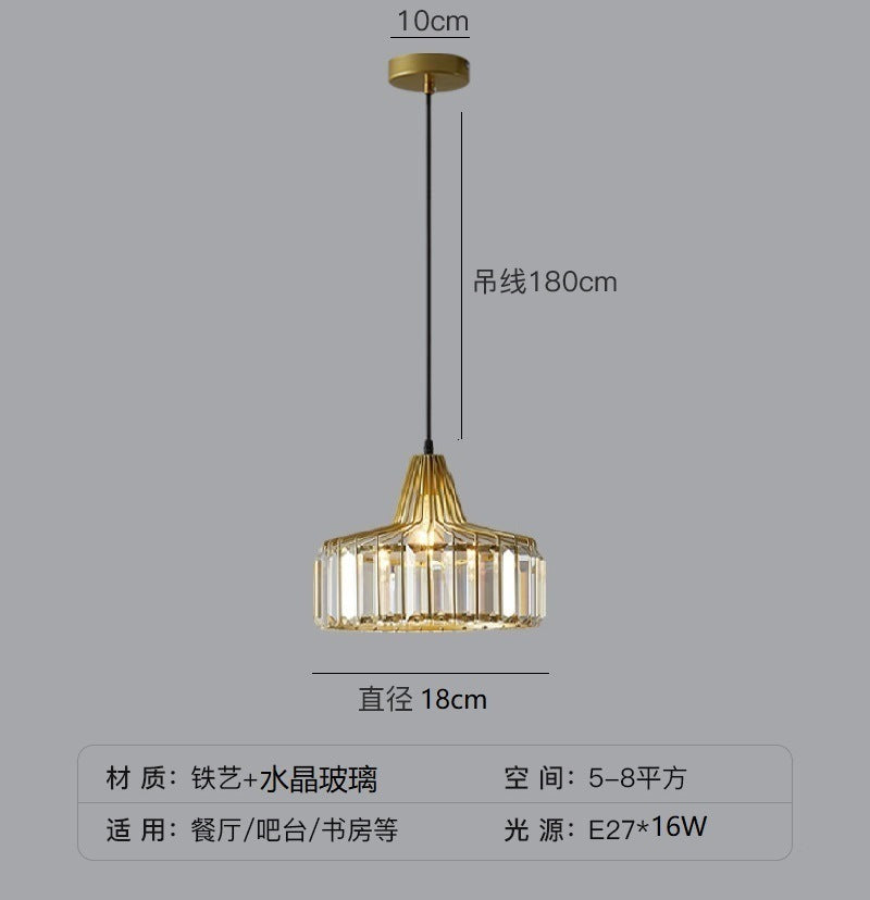 Simple Modern Light Luxury Crystal Creative Sun Lamp Bedroom Bedside Small Droplight