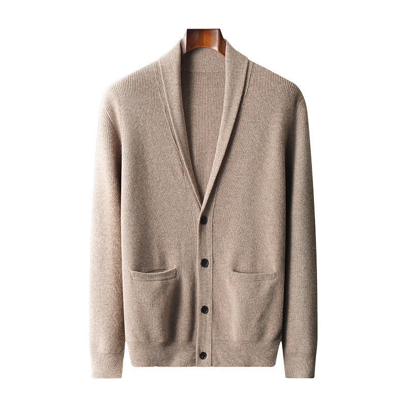 Pure Wool Men's Business Casual Middle-aged Loose Button Coat