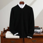 Men's Cashmere Sweater Pure Cashmere V-neck Long Sleeve Knitted Sweater