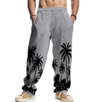 Men's Hawaiian Printed Wide-leg Pants Mid-waist