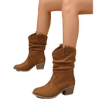 Fashion Western Denim Style Retro Cloth Cover Fashion Boots Women