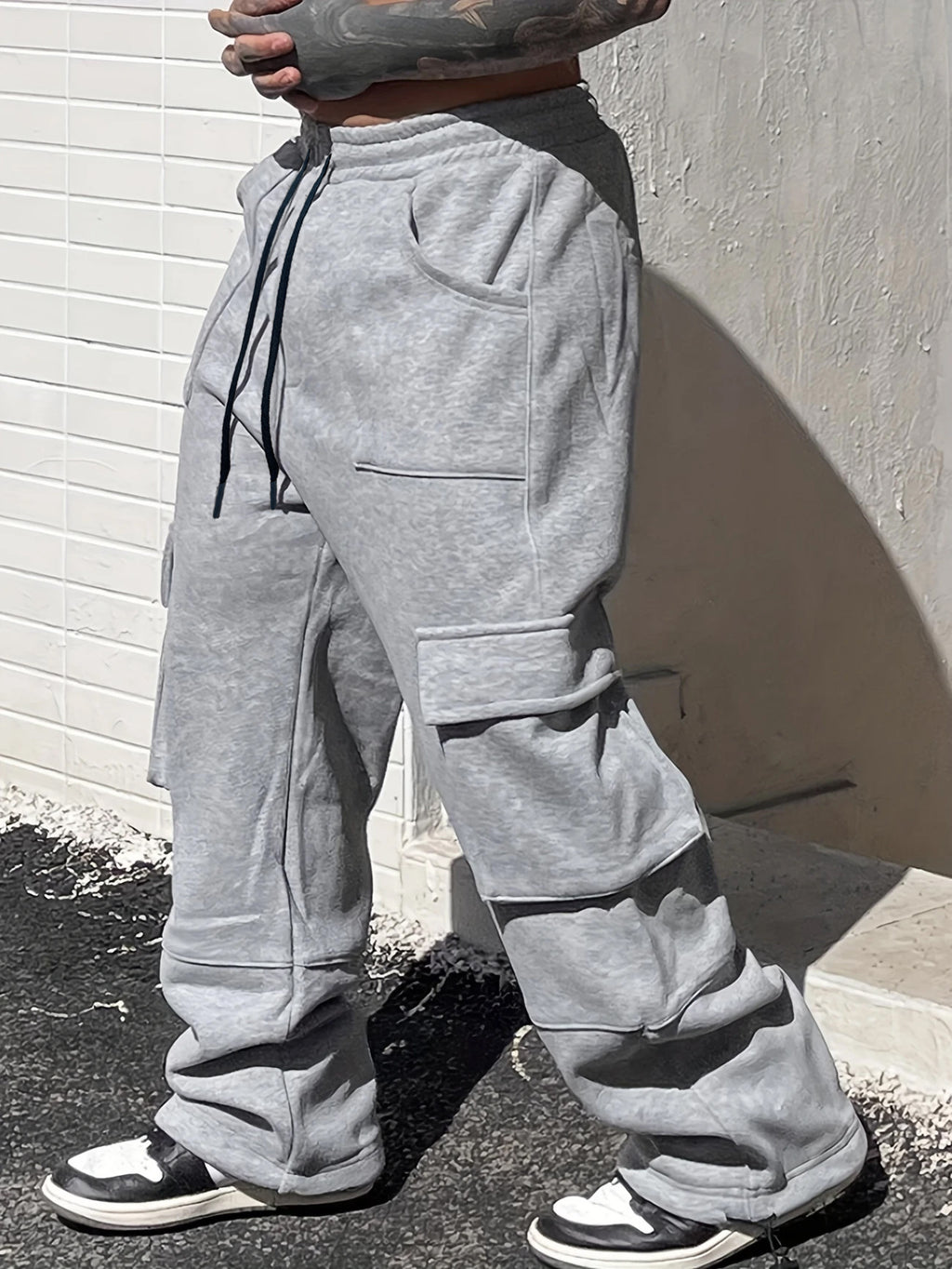Loose Wide Leg American Gray Track Sweatpants Plus-sized Plus-sized