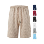 Men's Loose Solid Jacquard Drawstring Casual Beach Pants