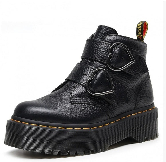 Thick-soled Heart-shaped Buckle Lazy Women's Boots