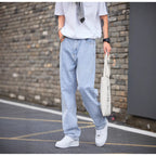 Hong Kong Style Simple Casual All-match Light-colored Jeans