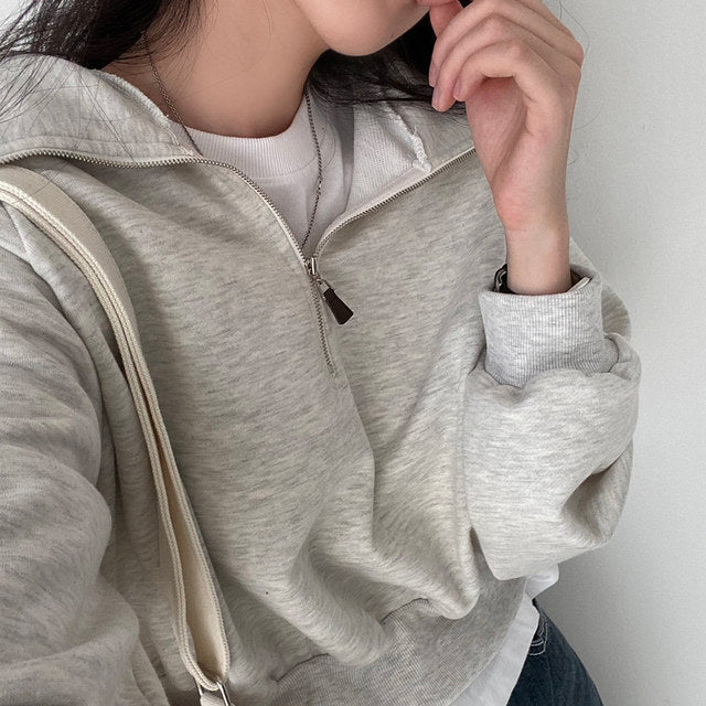 Women's Long-sleeved Solid Color Short Sweater