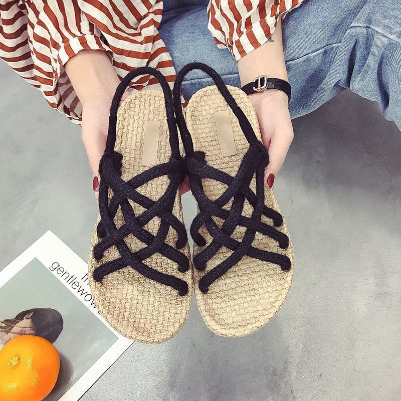 Braided Hemp Rope Sandals Female Student All-matching