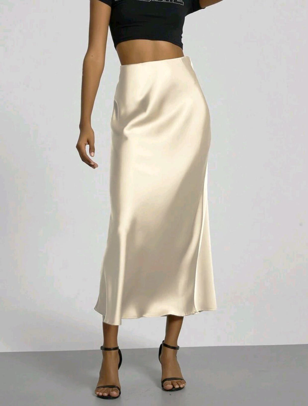 Women's Slim Fit Satin Skirt Fashion Chic Solid Long Skirt