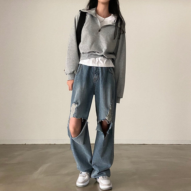 Women's Long-sleeved Solid Color Short Sweater