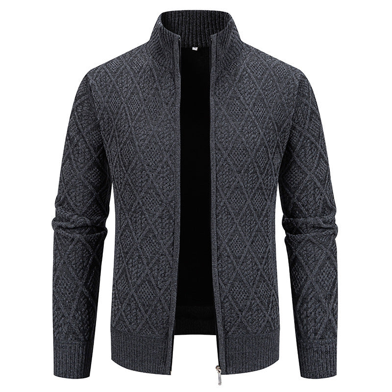 Korean Autumn And Winter Trendy Casual Fashion Stand-up Collar Cardigan Coat Men