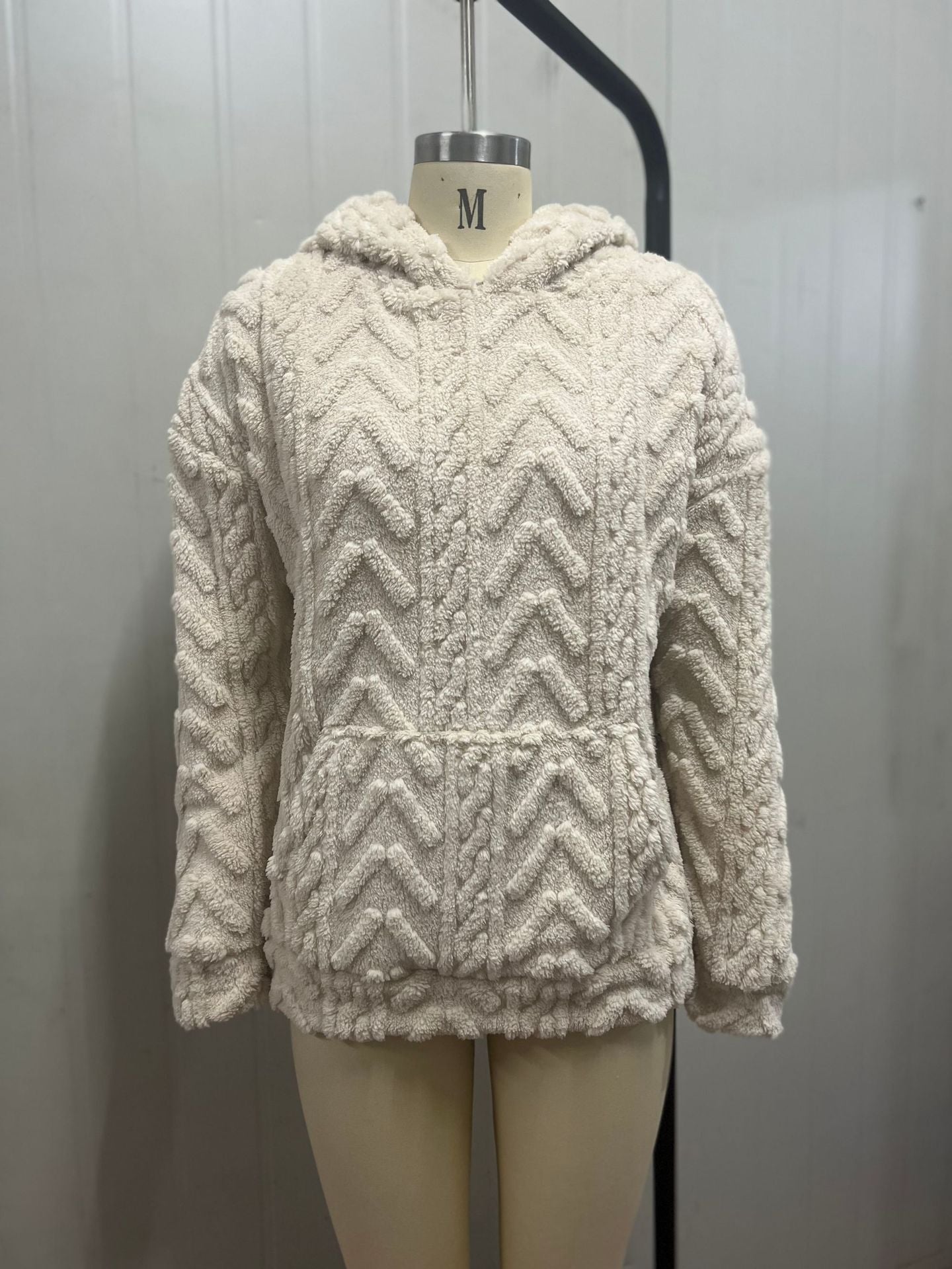 Women's Pullover Jacquard Hooded Loose Fleece Sweatshirt