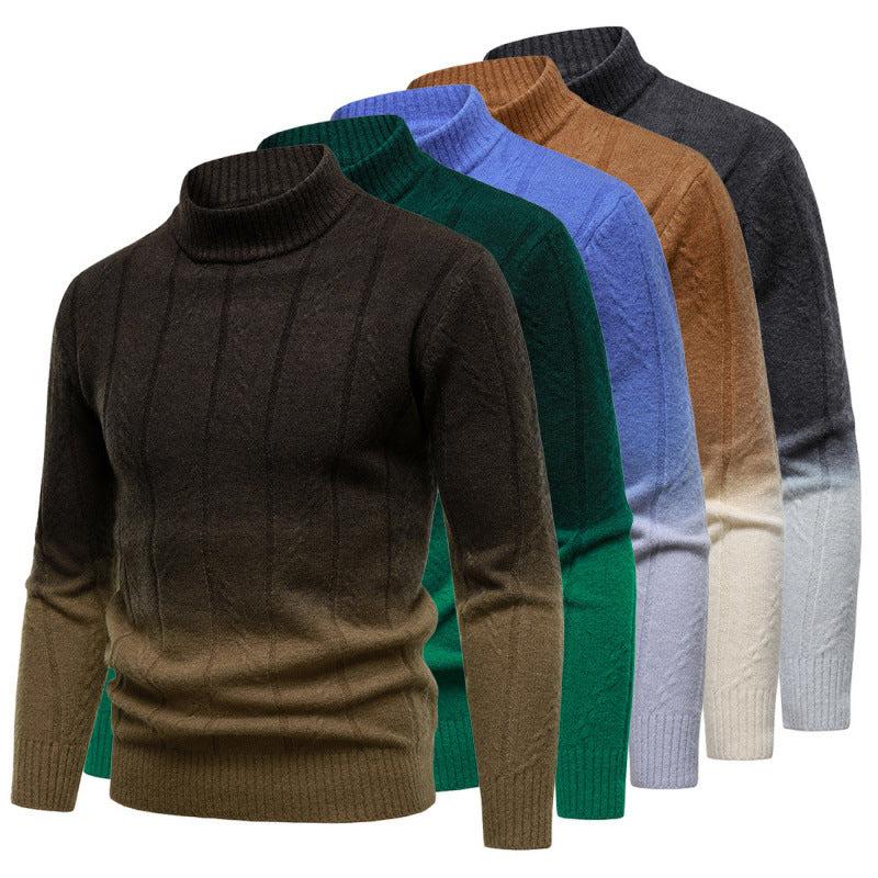 Gradient Color Half Turtleneck Handsome Men's Sweater