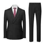 Men's Striped Suit Double-row Two-button Trousers Suit