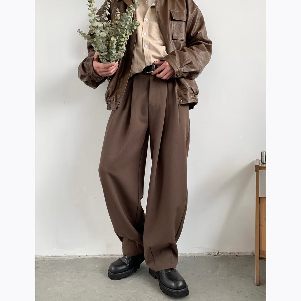 Spring And Autumn Japanese Retro Wide-leg Drape Suit Pants Men's Loose
