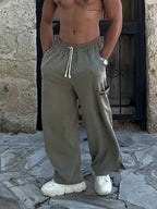 Men's Casual Elastic Waist Wide Leg Pants