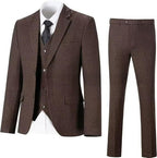 Men's Herringbone Pattern Slim Three Pieces Work Suit