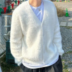 Mohair American Retro V-neck Sweater Coat