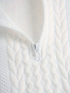 Women's Spring And Autumn Solid Color Zipper Shoulder Drawstring Casual Hoodie