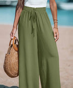 Women's Drawstring Loose Casual Wide-leg Trousers