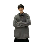 New Half Zipper Hooded Sweater For Men