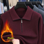 Men's Lapel Zipper Sweater Thickened Middle-aged Leisure