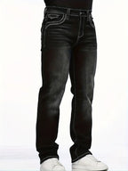 Stretch Multi-craft Slim Fit Show Thin Black Straight Men's Trousers