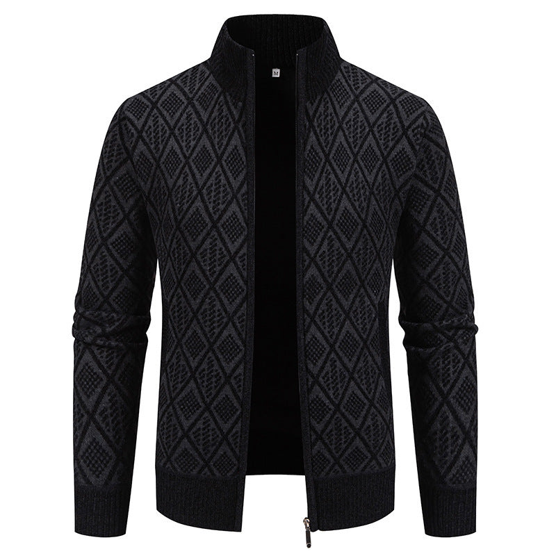 Korean Autumn And Winter Trendy Casual Fashion Stand-up Collar Cardigan Coat Men
