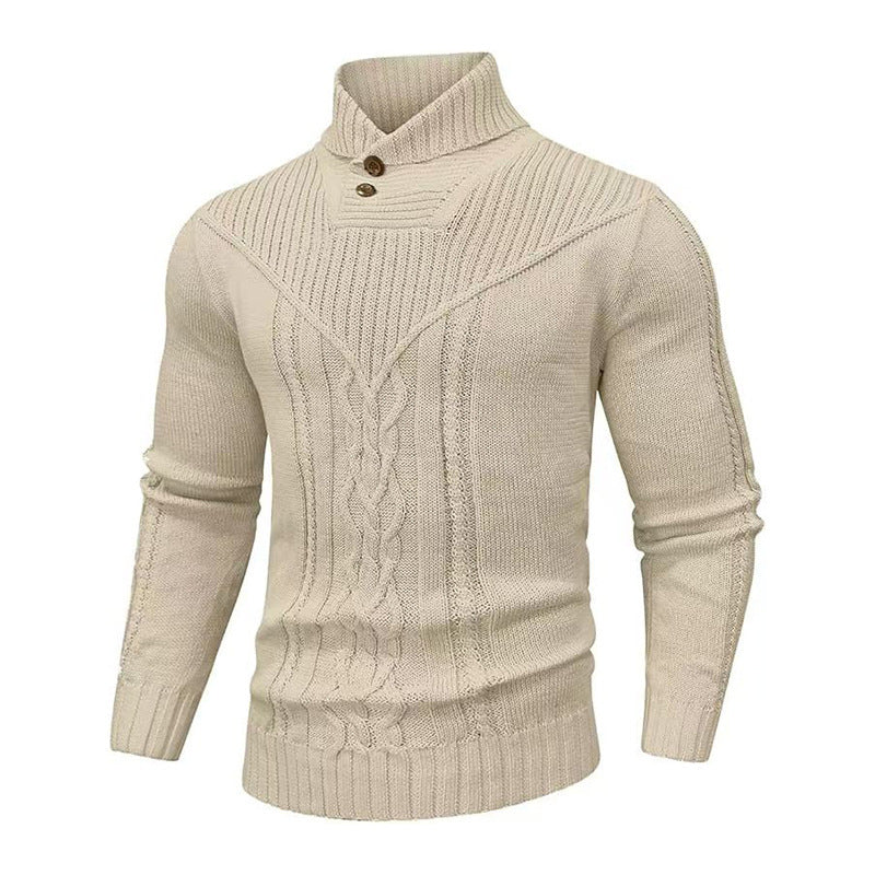 Stand Collar Classic Twisted Pullover Sweater